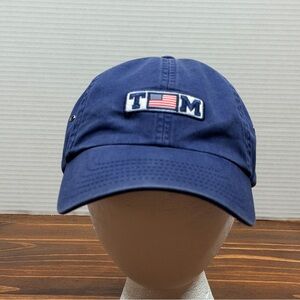 TaylorMade Golf Hat Cap Mens Blue Strap Back TMax Adult Flag USA Garment Washed